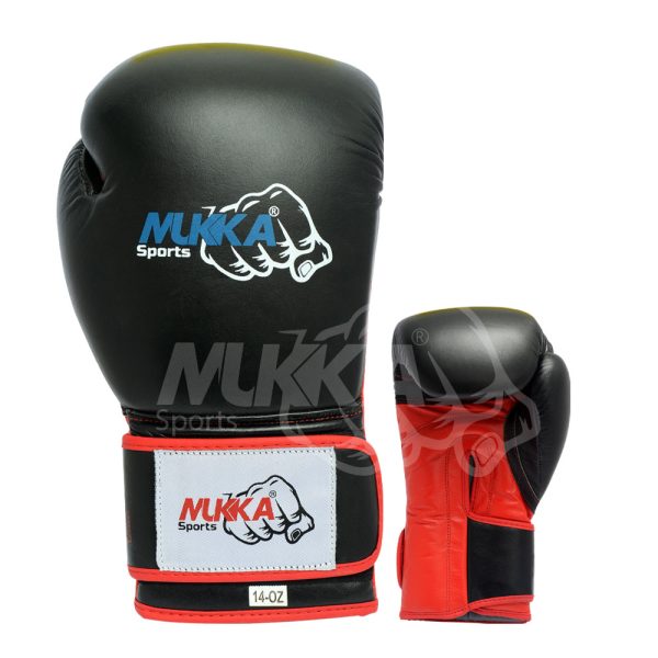 SYNTHETIC LEATHER BOXING GLOVES BLACK WITH MUKKA SPORTS BRAND