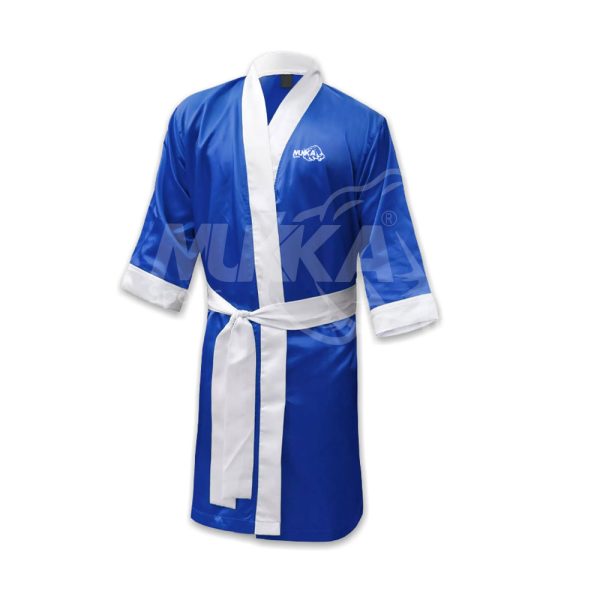 Royal Blue & White Boxing Robe – Fighter Gown