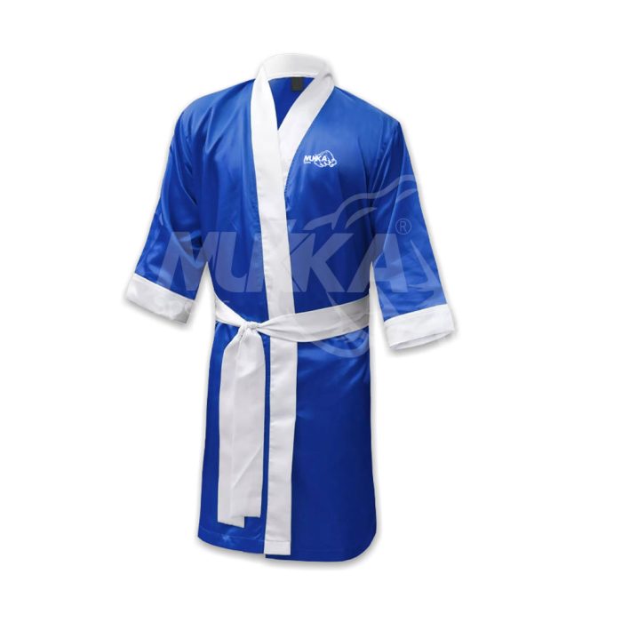 Royal Blue & White Boxing Robe – Fighter Gown