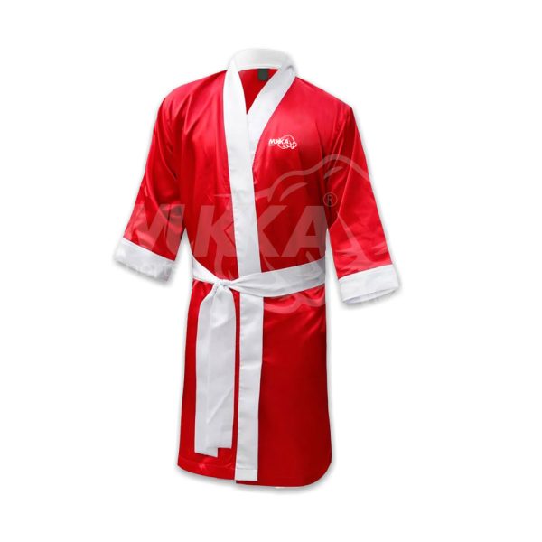 Red & White Boxing Robe – Premium Fighter Gown