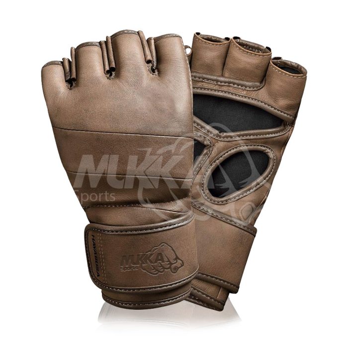 Mukka Sports Leather Yellow Green MMA Grosbeak Gloves Premium Training & Fight Gear
