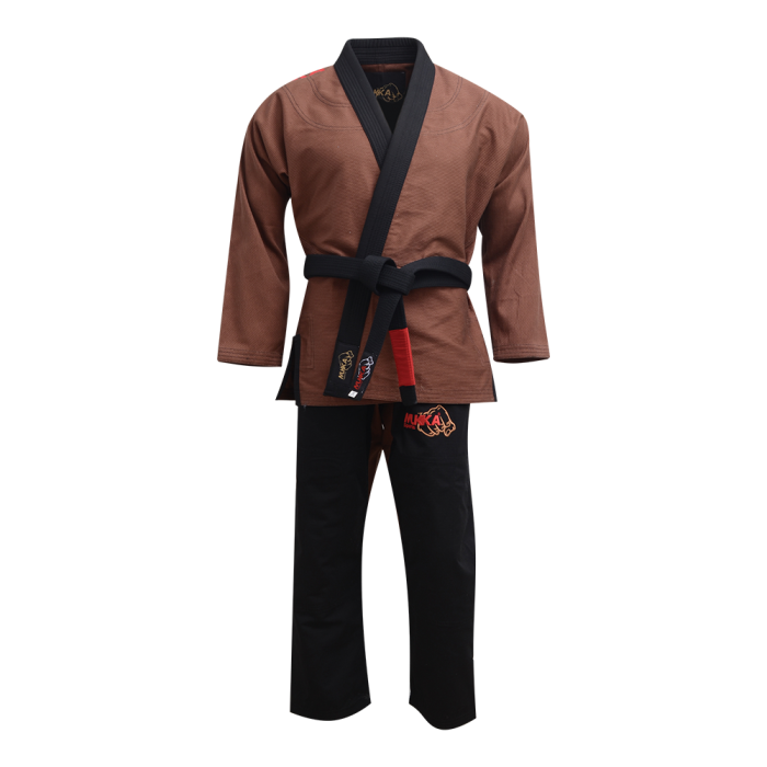 Mukka Sports Brazilian Jiu-Jitsu Gi Brown Jacket with Black Ripstop Pants BJJ Grappling Training Uniform