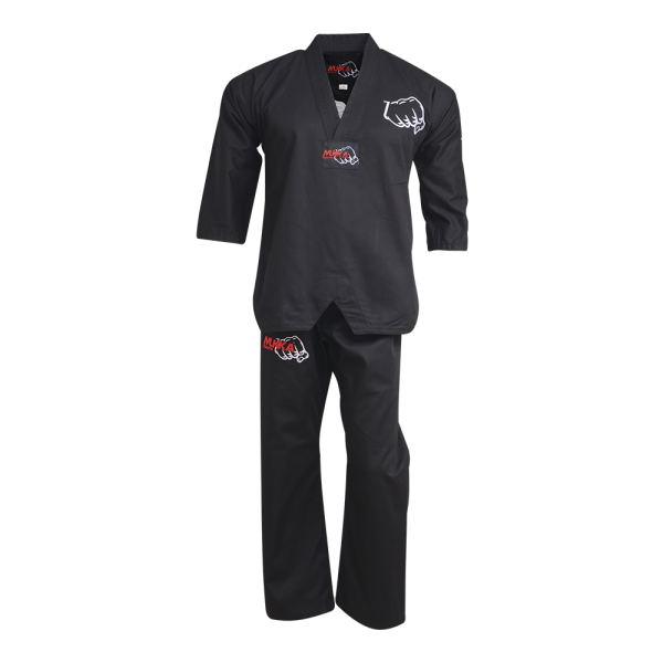 Mukka Sports Men’s Taekwondo Gi 6oz Black Lightweight TKD Dobok Martial Arts Training Uniform