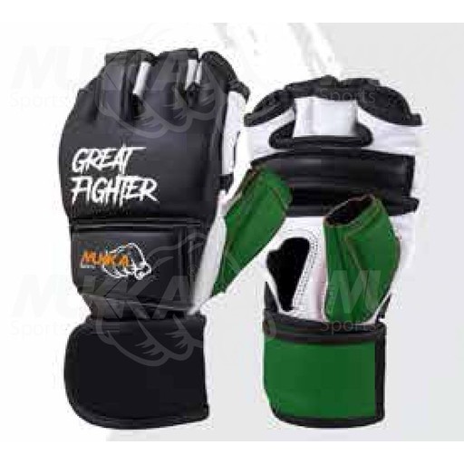 Mukka Sports MMA Gloves Black & Green Open Palm Design for BJJ Training