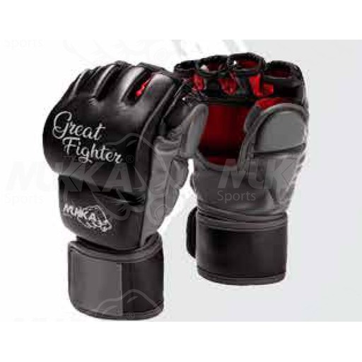 Mukka Sports MMA Gloves Black & Red Hybrid Grappling and Striking Mitts