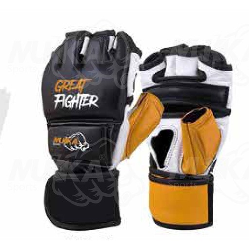 Mukka Sports MMA Gloves Black & Yellow Durable Padded Combat Training Gloves