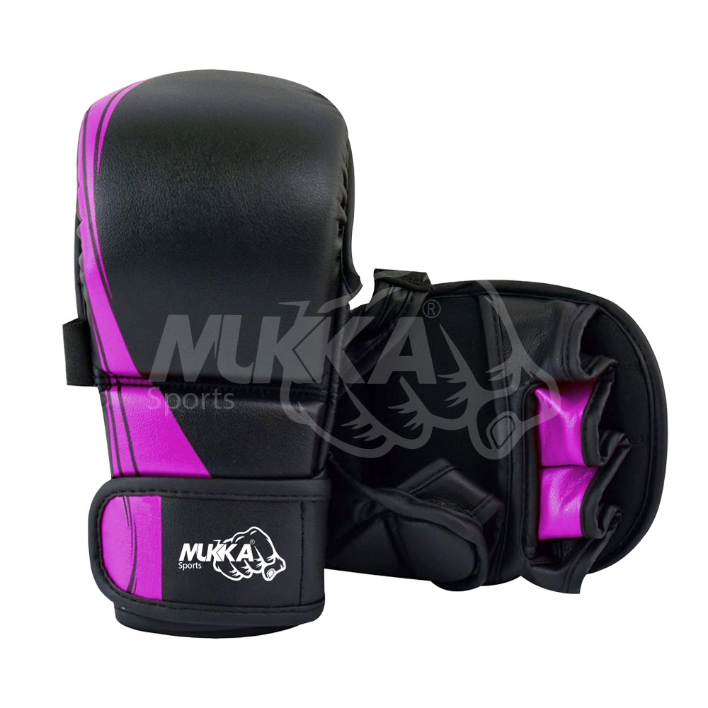 Mukka Sports Lightweight MMA (Black & Pink Matte) Shooter Gloves for Gym Training