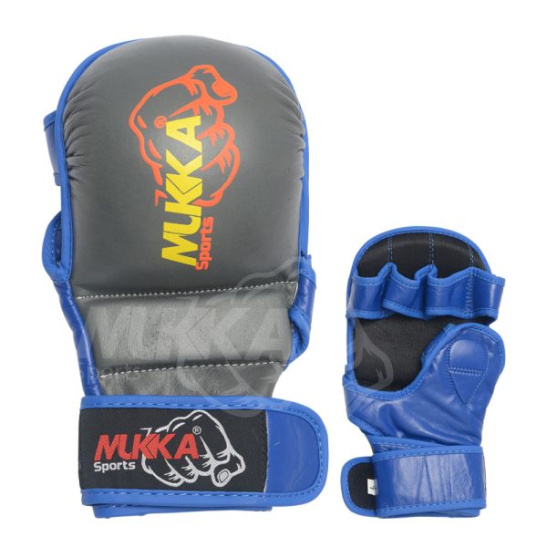 MUKKA Sports (Gray & Blue) Sparring Shooter MMA Gloves High Performance Training Gear