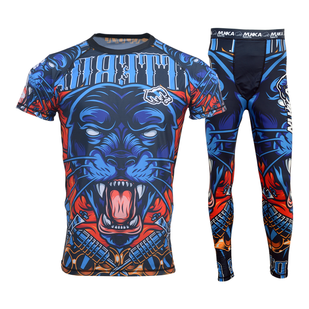 Mukka Sports MMA Compression Set Performance Rash Guard & Training Leggings