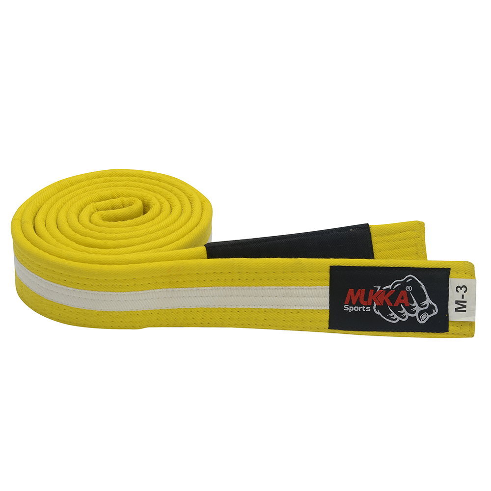 Mukka Sports Karate Belt Yellow & White Durable Martial Arts Ranking Belt for Karate Uniform
