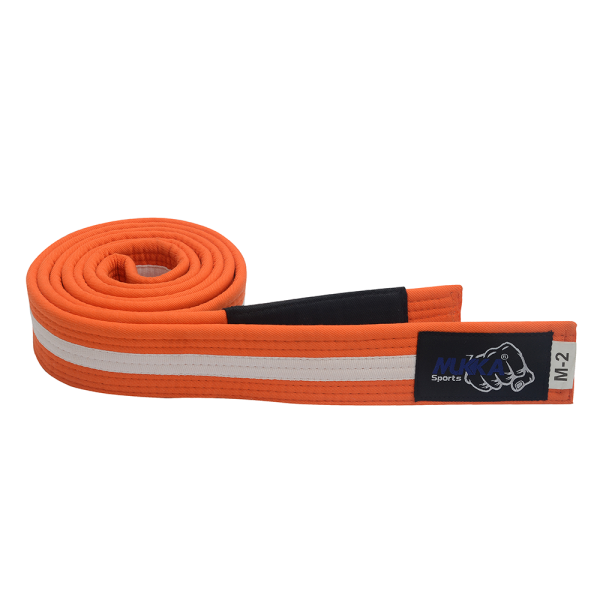 Mukka Sports Orange & White Karate Rank Belt Professional Martial Arts Training Belt