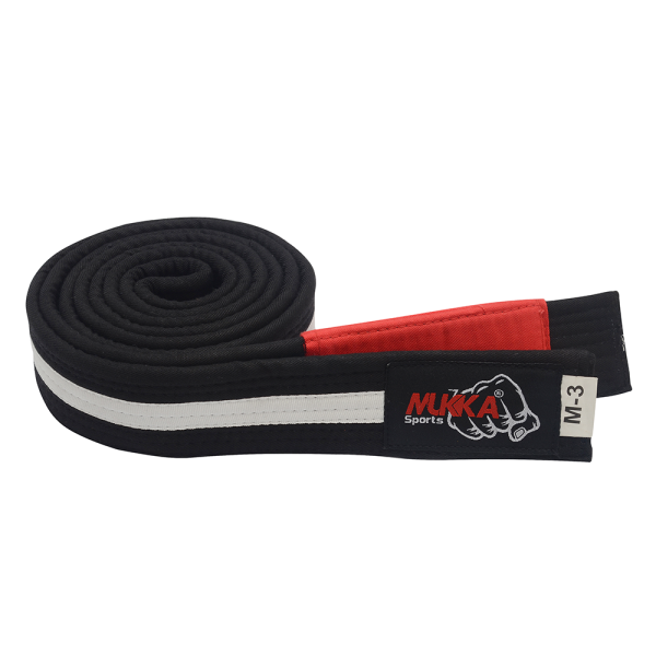 Black & White Karate Belt Mukka Sports Martial Arts Rank Belt for Karate Training