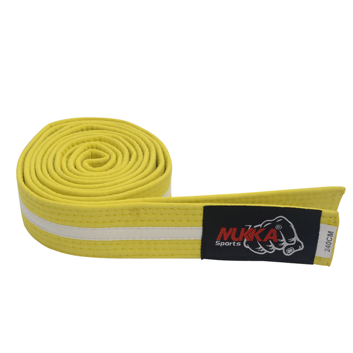 Mukka Sports Yellow & White Professional Karate Belt High Quality Martial Arts Belt