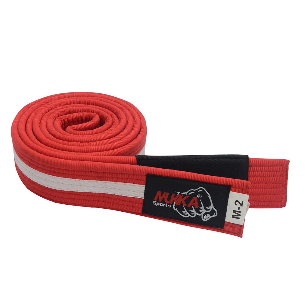 Mukka Sports Red & White Traditional Karate Rank Belt 100% Cotton Dojo Training Belt
