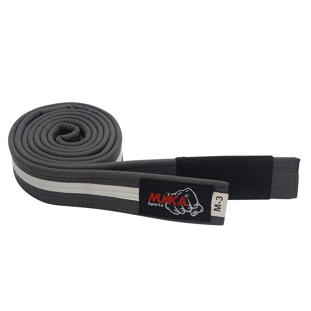 Mukka Sports Grey High Quality Karate Rank Belt Cotton Martial Arts Belt