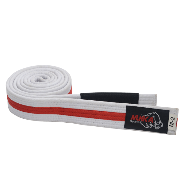 Mukka Sports White & Red Karate Training Rank Belt Premium Martial Arts Equipment