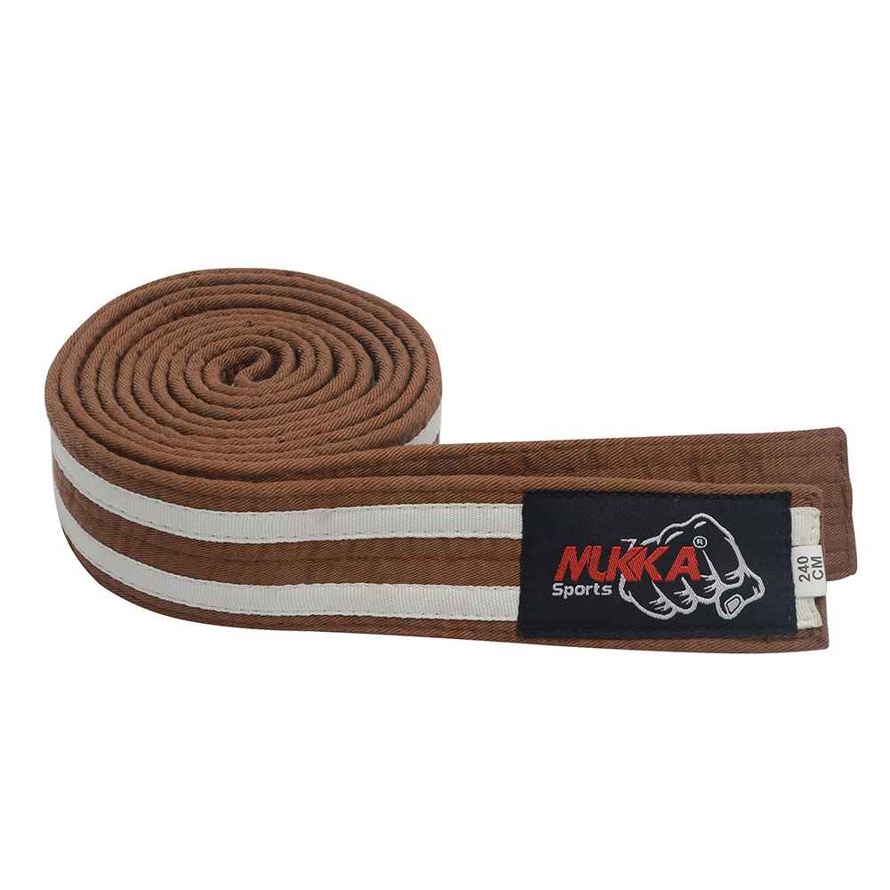 Mukka Sports Brown & White Premium Karate Do Belt Martial Arts Rank Training Belt