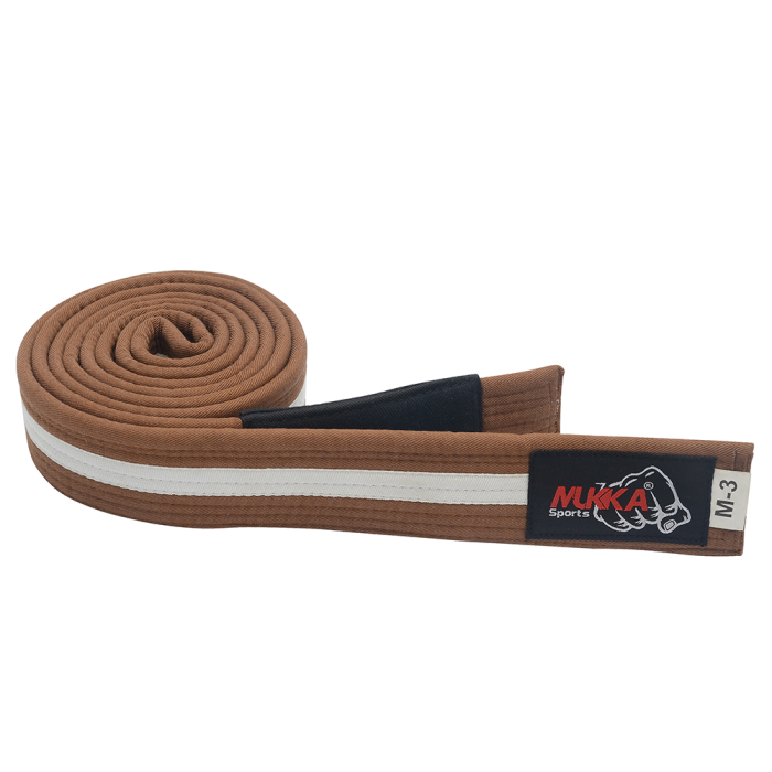 Mukka Sports Brown & Single White Putty Martial Arts Karate Do Belt Durable Cotton Rank Belt