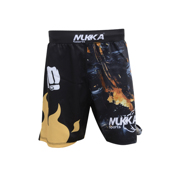 Mukka Sports Premium MMA Sublimation Fight Shorts Black & Gold Edition