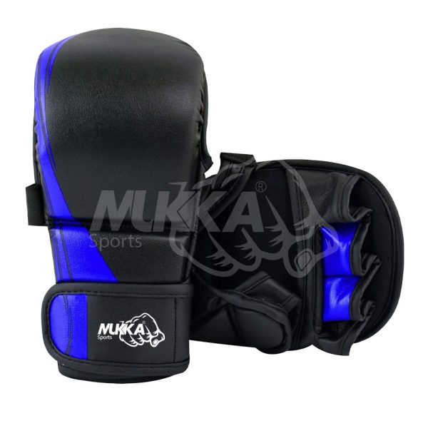Mukka Sports MMA (Black & Blue) Shooter Gloves for Sparring & Combat Training