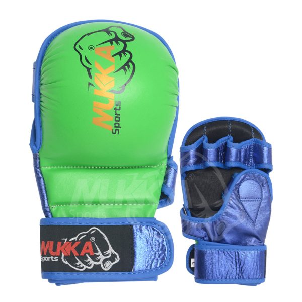 Mukka Sports Combat Ready MMA (Green & Blue) Sparring Shooter Gloves