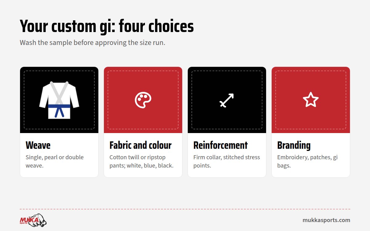 Choices to make when ordering custom gis from a BJJ gi manufacturer