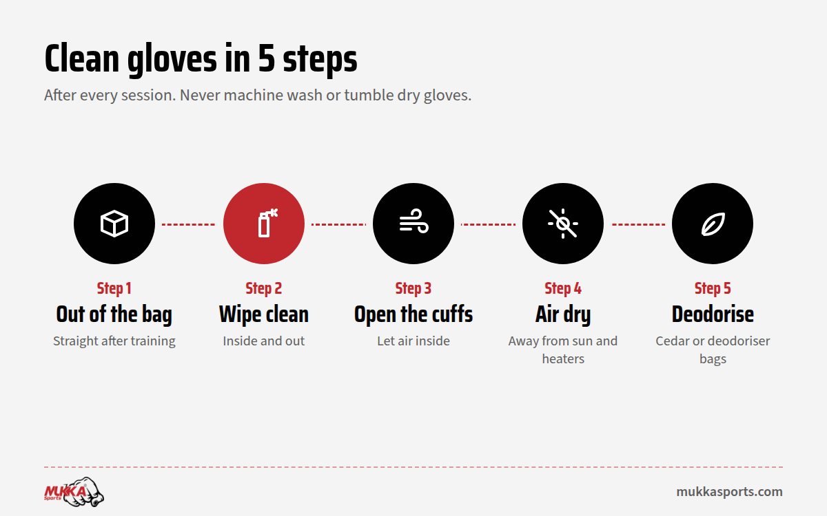 Five-step routine to clean boxing gloves after training