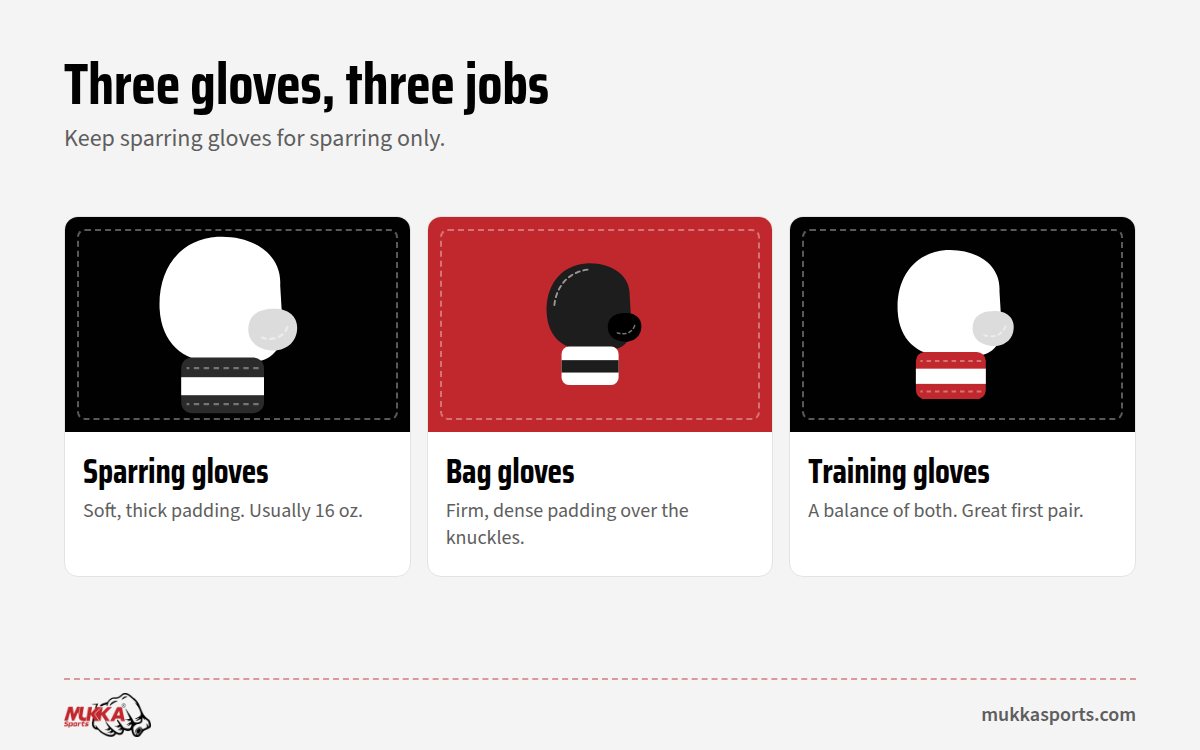 Sparring vs bag gloves and training gloves compared
