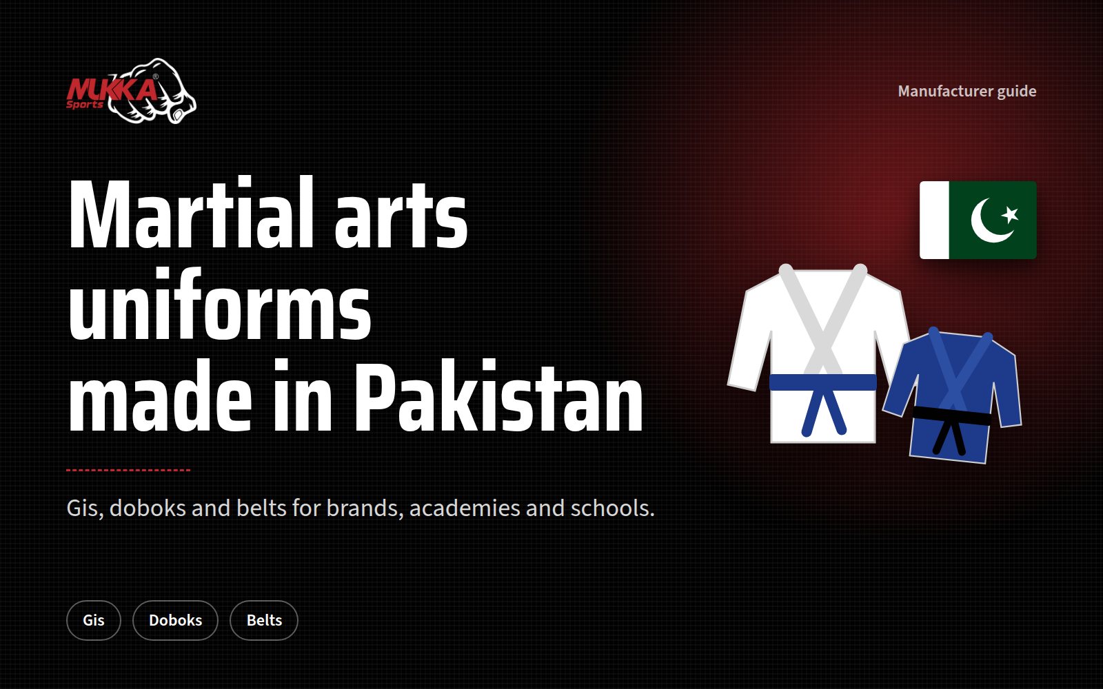 Martial Arts Uniforms Manufacturer in Pakistan: Gis, Doboks and Belts
