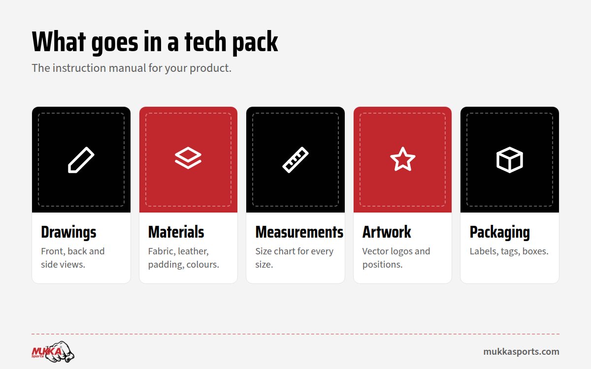What to include in a sportswear and fight gear tech pack